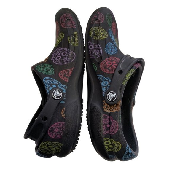 Crocs "Day of the Dead" Clogs Bistro Graphic Sugar Skull M6 W8 Unisex Black - Picture 3 of 7